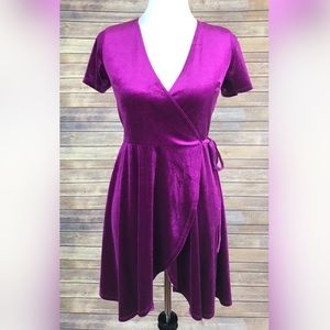 Forever 21 Magenta V-Neck Velvet Dress